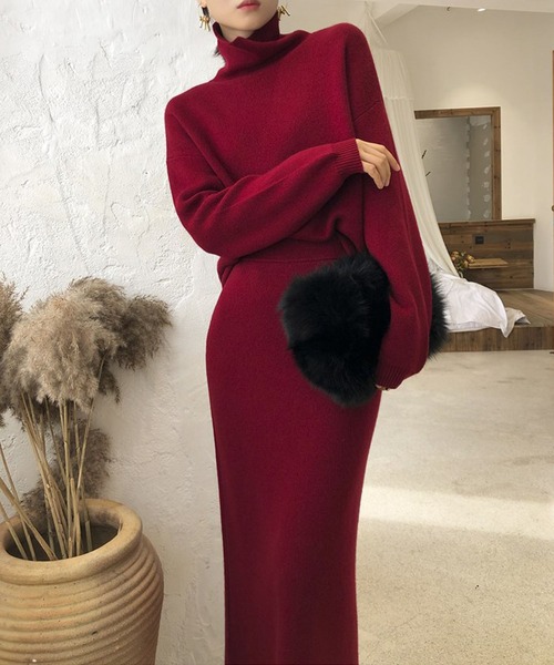 ニット×スカートセットアップ