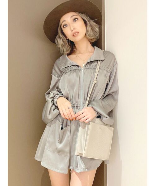 マドモアゼルノンノンコーデュロイ シャツワンピース ピンタック ブラウン