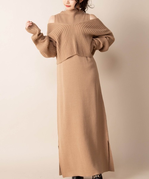 Mysa&Liina（ミーサリーナ）の「セットアップニットワンピース（ワンピース・レディース・ベージュ/オフホワイト/ラベンダー/キャメル・M）」の4枚目の写真