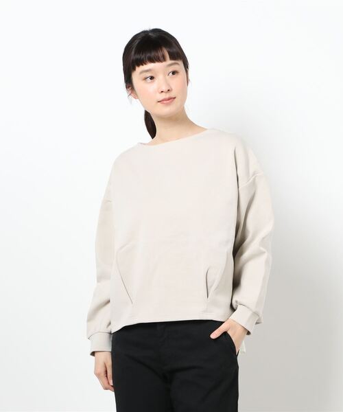 INTERPLANET（インタープラネット）の「ダンボールＢＡＣＫボタン布帛ドッキングプルオーバー（Tシャツ/カットソー・レディース・ブラック/パープル/ライトグレー・FREE）」の2枚目の写真