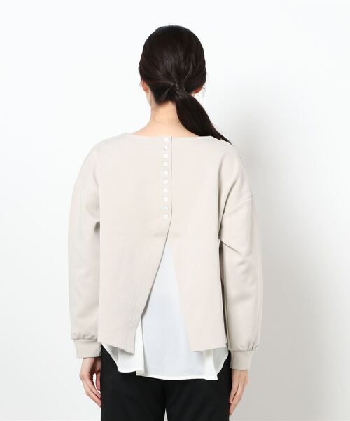 INTERPLANET（インタープラネット）の「ダンボールＢＡＣＫボタン布帛ドッキングプルオーバー（Tシャツ/カットソー・レディース・ブラック/パープル/ライトグレー・FREE）」の5枚目の写真