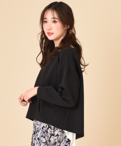 INTERPLANET（インタープラネット）の「ダンボールＢＡＣＫボタン布帛ドッキングプルオーバー（Tシャツ/カットソー・レディース・ブラック/パープル/ライトグレー・FREE）」の7枚目の写真