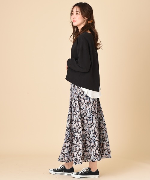 INTERPLANET（インタープラネット）の「ダンボールＢＡＣＫボタン布帛ドッキングプルオーバー（Tシャツ/カットソー・レディース・ブラック/パープル/ライトグレー・FREE）」の10枚目の写真