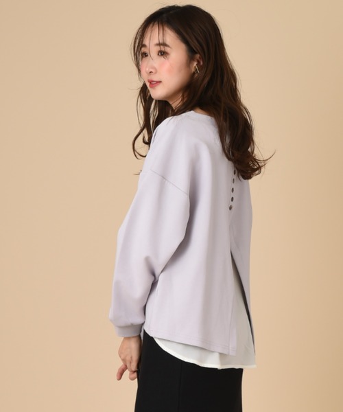 INTERPLANET（インタープラネット）の「ダンボールＢＡＣＫボタン布帛ドッキングプルオーバー（Tシャツ/カットソー・レディース・ブラック/パープル/ライトグレー・FREE）」の14枚目の写真