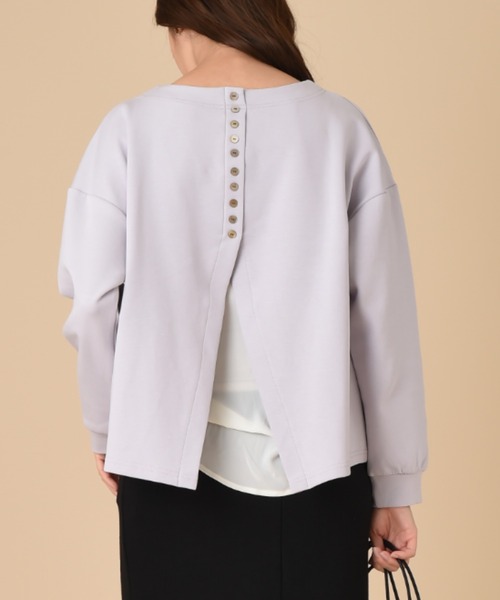 INTERPLANET（インタープラネット）の「ダンボールＢＡＣＫボタン布帛ドッキングプルオーバー（Tシャツ/カットソー・レディース・ブラック/パープル/ライトグレー・FREE）」の15枚目の写真