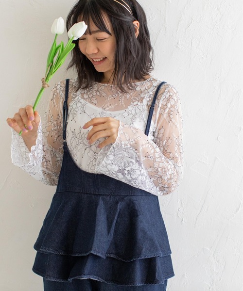 Mysa&Liina（ミーサリーナ）の「インナー付きシアーレースブラウス（シャツ/ブラウス・レディース・ブラック/オフホワイト・M）」の8枚目の写真