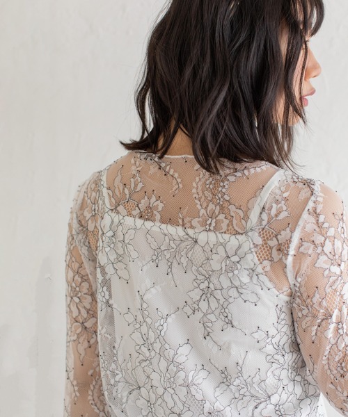 Mysa&Liina（ミーサリーナ）の「インナー付きシアーレースブラウス（シャツ/ブラウス・レディース・ブラック/オフホワイト・M）」の10枚目の写真