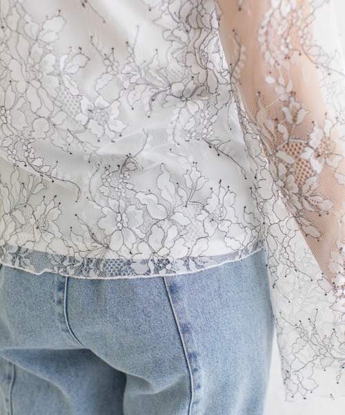 Mysa&Liina（ミーサリーナ）の「インナー付きシアーレースブラウス（シャツ/ブラウス・レディース・ブラック/オフホワイト・M）」の12枚目の写真