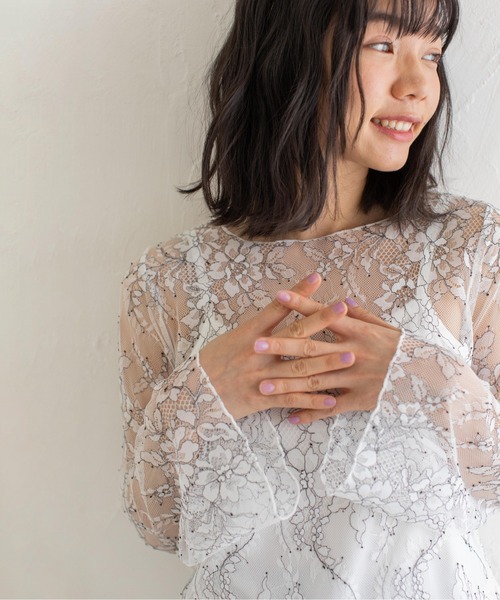 Mysa&Liina（ミーサリーナ）の「インナー付きシアーレースブラウス（シャツ/ブラウス・レディース・ブラック/オフホワイト・M）」の13枚目の写真