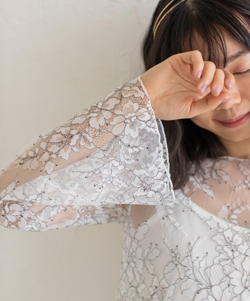 Mysa&Liina（ミーサリーナ）の「インナー付きシアーレースブラウス（シャツ/ブラウス・レディース・ブラック/オフホワイト・M）」の14枚目の写真