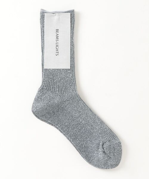 BEAMS LIGHTS(ビームスライツ)の「BEAMS LIGHTS / グリッター リブ ソックス(ソックス/靴下・レディース・ブラック/シルバー・ONE SIZE)」の2枚目の写真