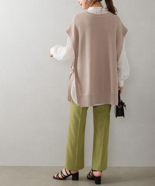 SpRay（スプレイ）の「サイドリボンニットベスト（ベスト・レディース・ブルー/ブラック/モカ/チャコールグレー/グレイッシュベージュ・FREE）」の12枚目の写真