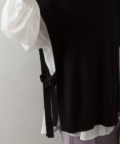 SpRay（スプレイ）の「サイドリボンニットベスト（ベスト・レディース・ブルー/ブラック/モカ/チャコールグレー/グレイッシュベージュ・FREE）」の19枚目の写真