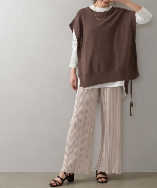 SpRay（スプレイ）の「サイドリボンニットベスト（ベスト・レディース・ブルー/ブラック/モカ/チャコールグレー/グレイッシュベージュ・FREE）」の14枚目の写真