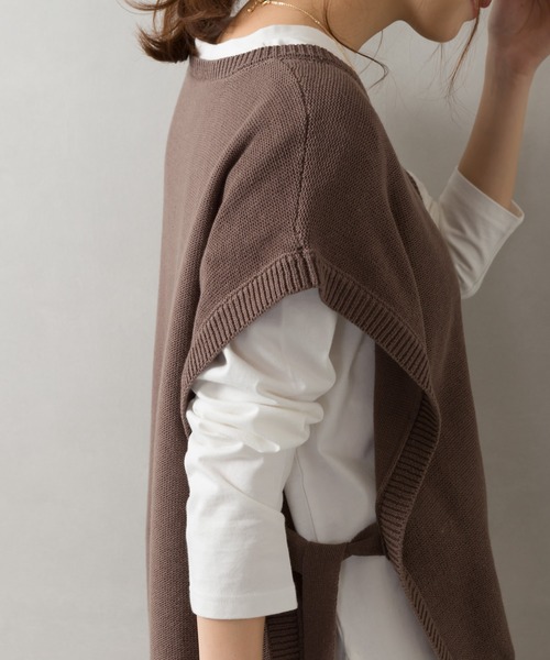 SpRay（スプレイ）の「サイドリボンニットベスト（ベスト・レディース・ブルー/ブラック/モカ/チャコールグレー/グレイッシュベージュ・FREE）」の9枚目の写真