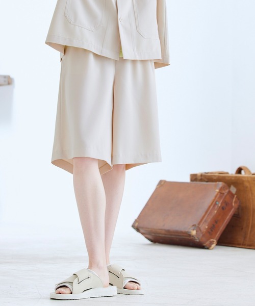 ENDER PRODUCTS（エンダープロダクツ）の「◆上下セット◆ビッグシルエット ブライトポプリン S/Sワークシャツセットアップ/ビッグシルエット ワイドワークシャツ/タックワイド ショートパンツ セットアップ【ENDER PRODUCTS/エンダープロダクツ】（セットアップ・メンズ・ブラック/ブラウン/グレイッシュベージュ/ライラック/キナリ/グレイッシュブルー・M/L）」の14枚目の写真