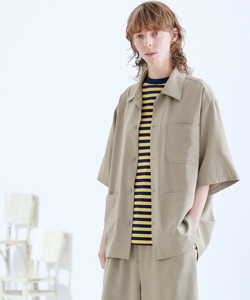 ENDER PRODUCTS（エンダープロダクツ）の「◆上下セット◆ビッグシルエット ブライトポプリン S/Sワークシャツセットアップ/ビッグシルエット ワイドワークシャツ/タックワイド ショートパンツ セットアップ【ENDER PRODUCTS/エンダープロダクツ】（セットアップ・メンズ・ブラック/ブラウン/グレイッシュベージュ/ライラック/キナリ/グレイッシュブルー・M/L）」の22枚目の写真