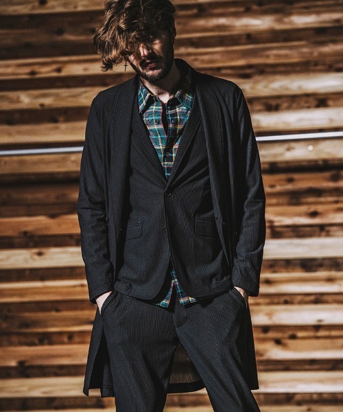 NO ID.(ノーアイディ)の「mj7811- メッシュジャージー2B-JKT ジャケット(テーラードジャケット・メンズ・ネイビー/ブラック・1/2)」の7枚目の写真