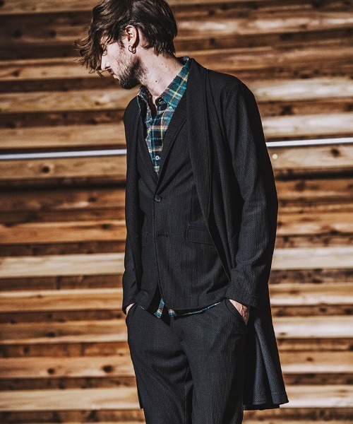NO ID.(ノーアイディ)の「mj7811- メッシュジャージー2B-JKT ジャケット(テーラードジャケット・メンズ・ネイビー/ブラック・1/2)」の8枚目の写真