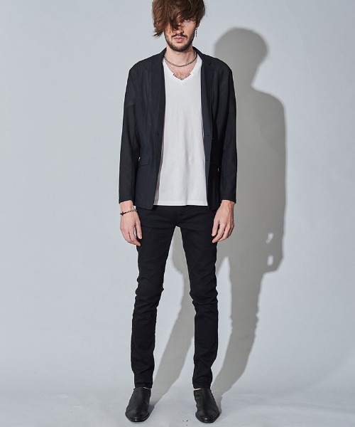 NO ID.(ノーアイディ)の「mj7811- メッシュジャージー2B-JKT ジャケット(テーラードジャケット・メンズ・ネイビー/ブラック・1/2)」の15枚目の写真