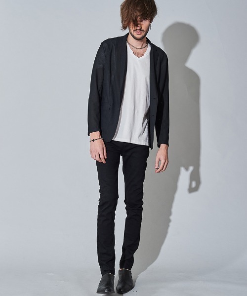 NO ID.(ノーアイディ)の「mj7811- メッシュジャージー2B-JKT ジャケット(テーラードジャケット・メンズ・ネイビー/ブラック・1/2)」の16枚目の写真