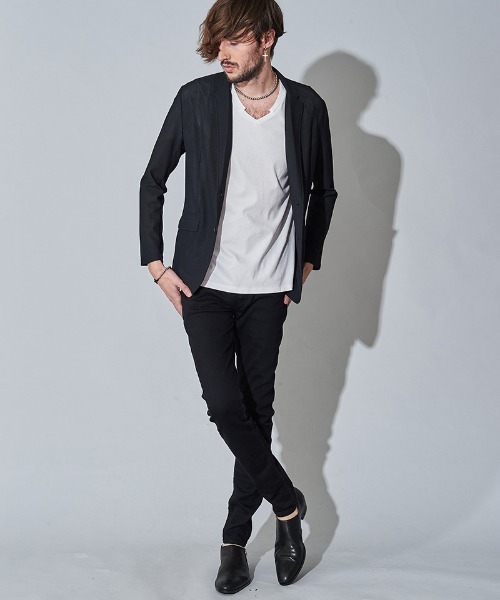 NO ID.(ノーアイディ)の「mj7811- メッシュジャージー2B-JKT ジャケット(テーラードジャケット・メンズ・ネイビー/ブラック・1/2)」の17枚目の写真