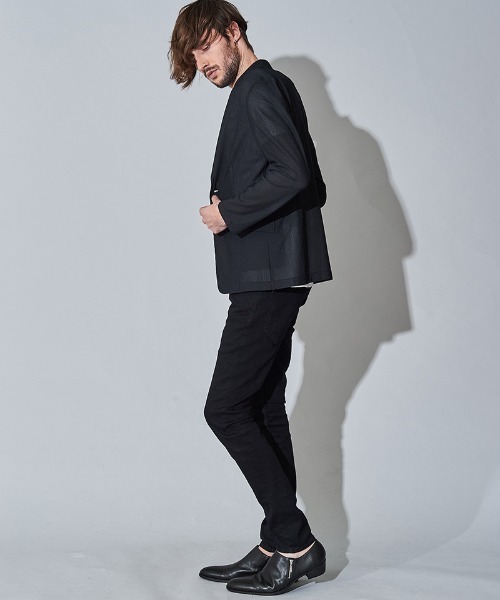 NO ID.(ノーアイディ)の「mj7811- メッシュジャージー2B-JKT ジャケット(テーラードジャケット・メンズ・ネイビー/ブラック・1/2)」の18枚目の写真