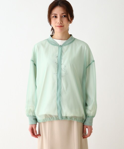 Cutie Blonde（キューティーブロンド）の「◆シアーリブブルゾン（ブルゾン・レディース・ブラック/ライトグリーン/ナチュラル・01/02/03）」の4枚目の写真