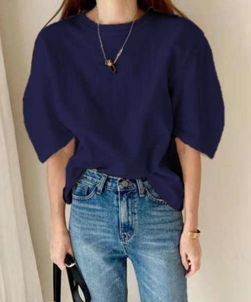 ABITOKYO(アビトーキョー)の「五分袖ボリュームスリーブビックTee(Tシャツ/カットソー・レディース・ホワイト/ブラック/ライトグリーン/ピンク/サックスブルー/ネイビー/ライトグレー/ダークグレー・FREE)」の7枚目の写真