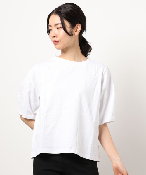 ABITOKYO(アビトーキョー)の「五分袖ボリュームスリーブビックTee(Tシャツ/カットソー・レディース・ホワイト/ブラック/ライトグリーン/ピンク/サックスブルー/ネイビー/ライトグレー/ダークグレー・FREE)」の2枚目の写真