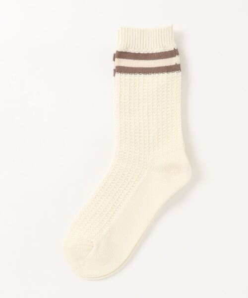 Samansa Mos2(サマンサ モスモス)の「ライン入りワッフルソックス(ソックス/靴下・レディース・ミント/モカ/キナリ・フリ-)」の1枚目の写真