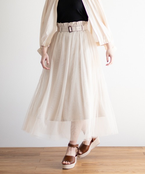 White Collection(ホワイトコレクション)の「【2021SS新作】チュール重ねボリュームスカート(スカート・レディース・アイボリー/ブラック/ライトベージュ・FREE)」の1枚目の写真