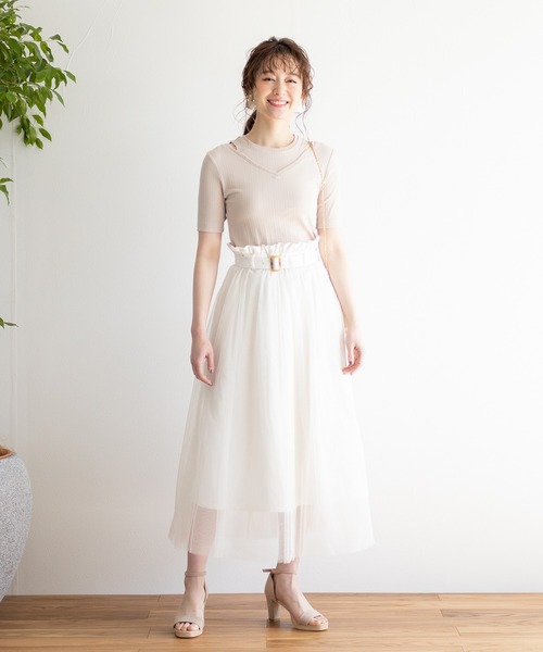 White Collection(ホワイトコレクション)の「【2021SS新作】チュール重ねボリュームスカート(スカート・レディース・アイボリー/ブラック/ライトベージュ・FREE)」の2枚目の写真