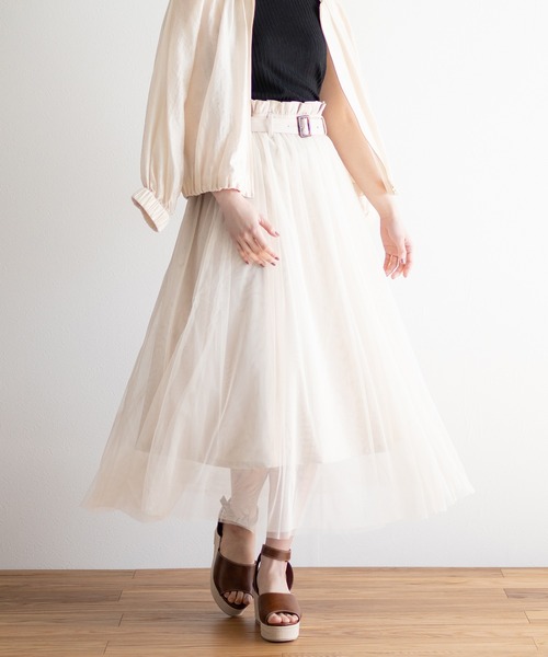White Collection(ホワイトコレクション)の「【2021SS新作】チュール重ねボリュームスカート(スカート・レディース・アイボリー/ブラック/ライトベージュ・FREE)」の4枚目の写真