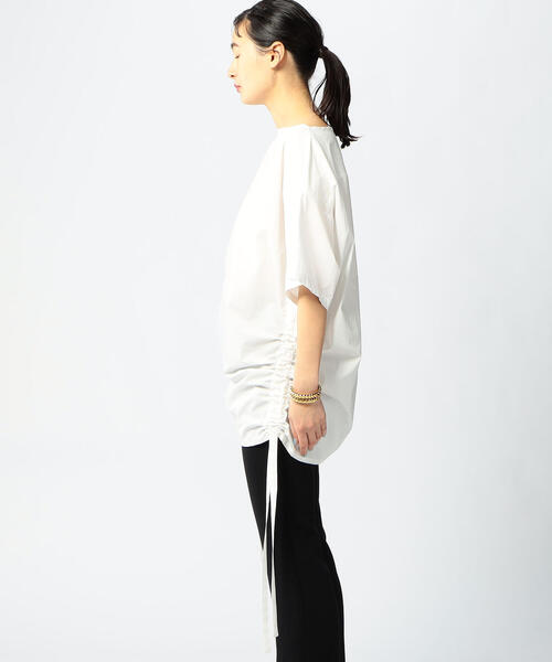 EDITION（エディション）の「【WEB限定】ORGANIC TYPEWRITER サイドギャザープルオーバー（シャツ/ブラウス・レディース・ホワイト/ブラック・FREE）」の3枚目の写真