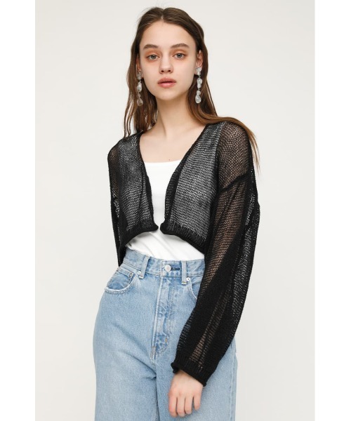 SLY（スライ）の「MESH YARN/CROP C/D メッシュ ヤーン カーディガン（カーディガン/ボレロ・レディース・ブラック/ブラウン/オレンジ・FREE）」の2枚目の写真