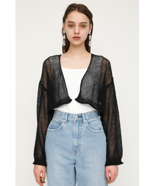 SLY（スライ）の「MESH YARN/CROP C/D メッシュ ヤーン カーディガン（カーディガン/ボレロ・レディース・ブラック/ブラウン/オレンジ・FREE）」の13枚目の写真