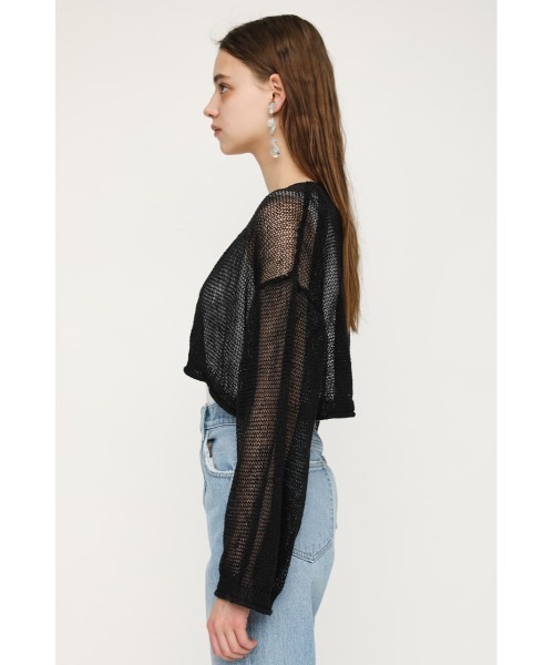 SLY（スライ）の「MESH YARN/CROP C/D メッシュ ヤーン カーディガン（カーディガン/ボレロ・レディース・ブラック/ブラウン/オレンジ・FREE）」の7枚目の写真