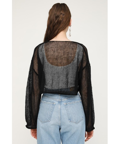 SLY（スライ）の「MESH YARN/CROP C/D メッシュ ヤーン カーディガン（カーディガン/ボレロ・レディース・ブラック/ブラウン/オレンジ・FREE）」の4枚目の写真