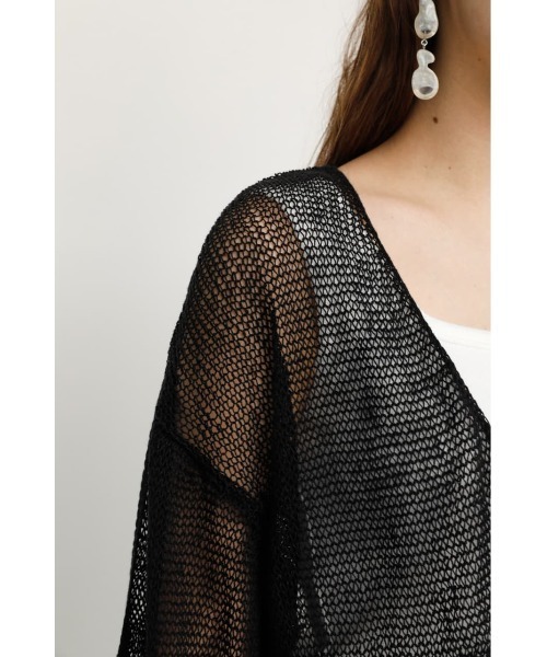 SLY（スライ）の「MESH YARN/CROP C/D メッシュ ヤーン カーディガン（カーディガン/ボレロ・レディース・ブラック/ブラウン/オレンジ・FREE）」の10枚目の写真