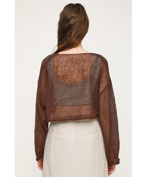 SLY（スライ）の「MESH YARN/CROP C/D メッシュ ヤーン カーディガン（カーディガン/ボレロ・レディース・ブラック/ブラウン/オレンジ・FREE）」の5枚目の写真