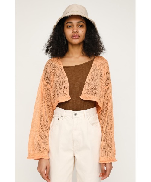 SLY（スライ）の「MESH YARN/CROP C/D メッシュ ヤーン カーディガン（カーディガン/ボレロ・レディース・ブラック/ブラウン/オレンジ・FREE）」の15枚目の写真