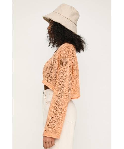 SLY（スライ）の「MESH YARN/CROP C/D メッシュ ヤーン カーディガン（カーディガン/ボレロ・レディース・ブラック/ブラウン/オレンジ・FREE）」の9枚目の写真
