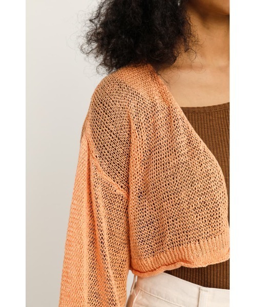 SLY（スライ）の「MESH YARN/CROP C/D メッシュ ヤーン カーディガン（カーディガン/ボレロ・レディース・ブラック/ブラウン/オレンジ・FREE）」の12枚目の写真