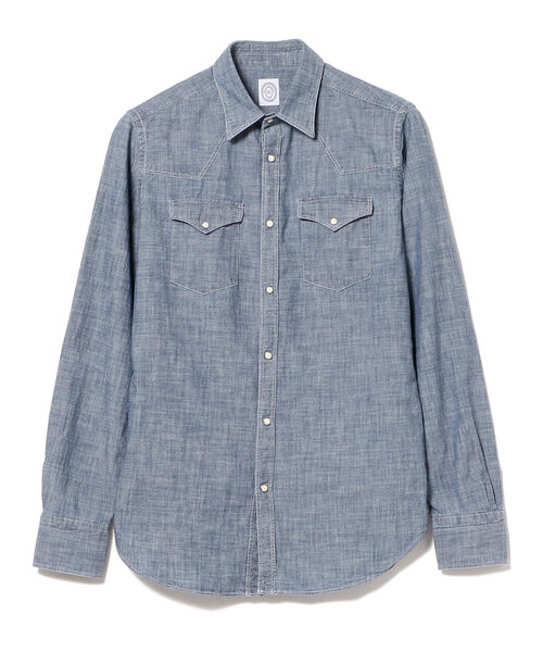 BOLZONELLA（ボルゾネッラ）の「BOLZONELLA / シャンブレー ウエスタンシャツ（シャツ/ブラウス・メンズ・ブルー系その他4・38/40/39/37）」の2枚目の写真