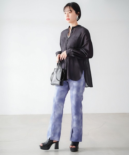 PAGEBOY（ページボーイ）の「シアーBIGシャツロングスリーブ（シャツ/ブラウス・レディース・オフホワイト/ブラック/オリーブ/グレイッシュベージュ・FREE）」の20枚目の写真