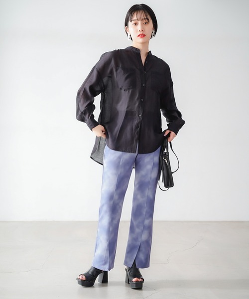 PAGEBOY（ページボーイ）の「シアーBIGシャツロングスリーブ（シャツ/ブラウス・レディース・オフホワイト/ブラック/オリーブ/グレイッシュベージュ・FREE）」の21枚目の写真