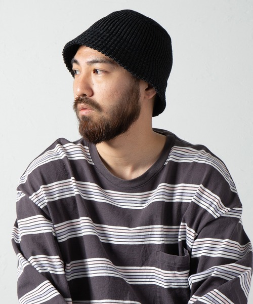 RACAL（ラカル）の「Paper Blend Knit Bucket Hat / ペーパーブレンドニットバケットハット（ニットキャップ/ビーニー・メンズ・オフホワイト/ブラック/ラベンダー/グレー/ベージュ・FREE）」の4枚目の写真