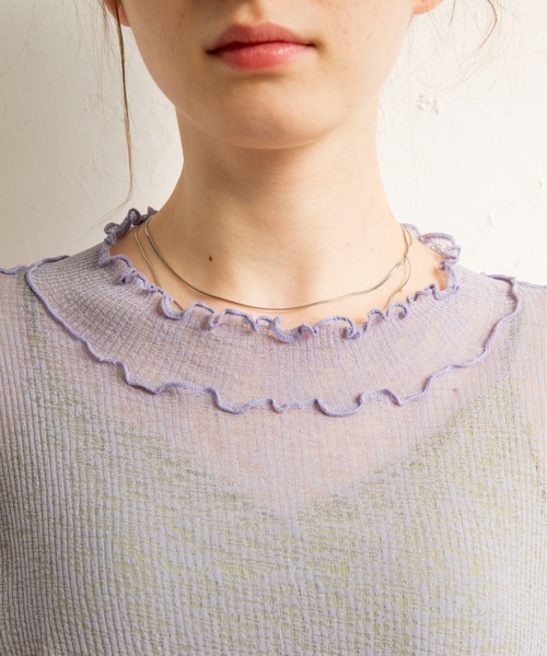 ANGIE(アンジー)の「ハイネックメローシアートップス(半袖)(Tシャツ/カットソー・レディース・ホワイト/ブラック/ブラウン/グリーン/オレンジ/オフホワイト/ブラック系その他/ケリー/ライトパープル・FREE)」の21枚目の写真