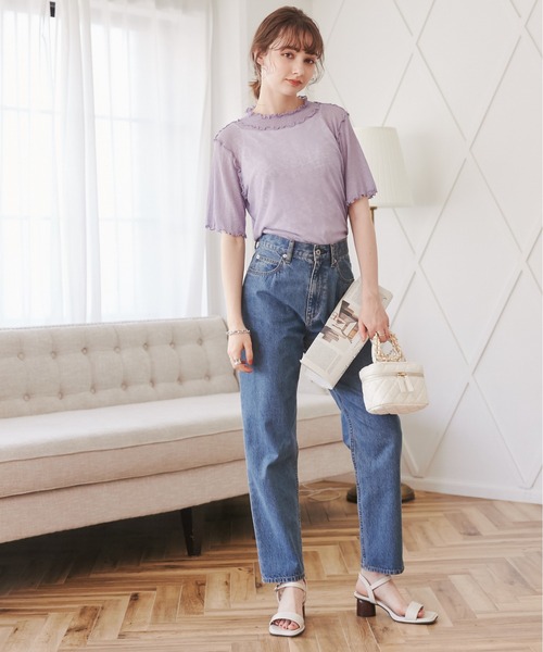 ANGIE(アンジー)の「ハイネックメローシアートップス(半袖)(Tシャツ/カットソー・レディース・ホワイト/ブラック/ブラウン/グリーン/オレンジ/オフホワイト/ブラック系その他/ケリー/ライトパープル・FREE)」の18枚目の写真